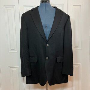 Stafford Wool Black Suit Jacket with Gunmetal Grey Buttons Size 40R